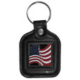 Sq. Leather Keychain -  US Flag